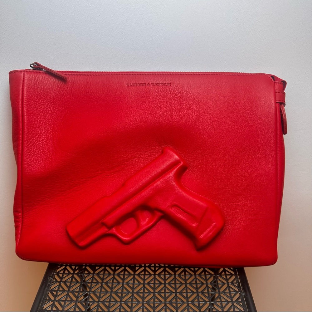 Vlieger & Vandam Ruby Red Purse Gun Design Leather